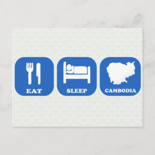 Essen Sleep Kambodscha Postkarte