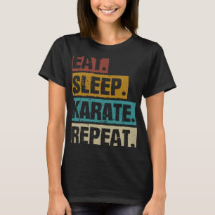 Essen Sleep Karate Wiederholung Retro Vintagen Kam T-Shirt