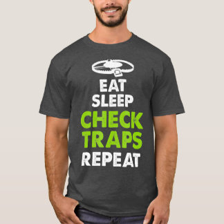 Essen Sleep Karo Traps Wiederholen Tiertrapper T-Shirt