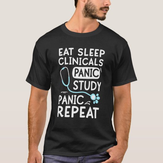 Essen Sleep Klinicals Panik Studie Veterinary Stud T-Shirt (Vorderseite)