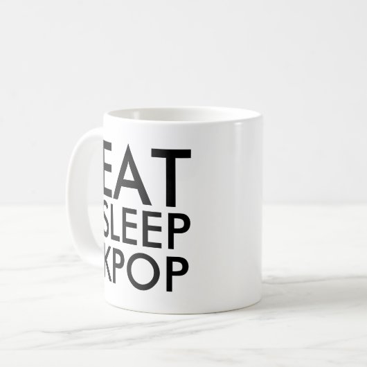 Essen Sleep Kpop | Music Fan Geschenk schwarz-weiß Kaffeetasse (Vorderseite Links)