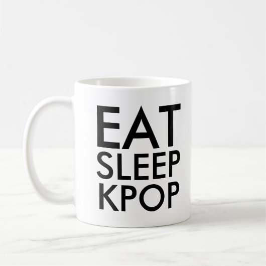 Essen Sleep Kpop | Music Fan Geschenk schwarz-weiß Kaffeetasse (Links)
