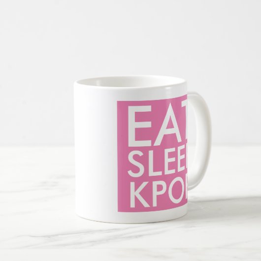 Essen Sleep Kpop | Musikfächer - Geschenk in Rosa Kaffeetasse (VorderseiteRechts)