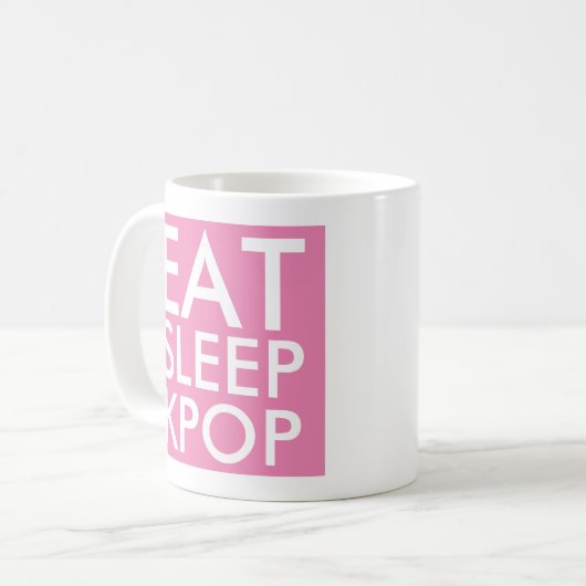 Essen Sleep Kpop | Musikfächer - Geschenk in Rosa  Kaffeetasse (Vorderseite Links)