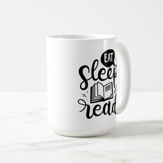 Essen Sleep Lesen Buch Lover Kaffeetasse (VorderseiteRechts)
