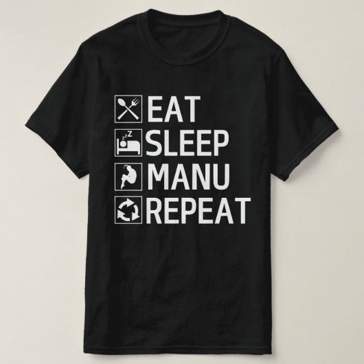 Essen Sleep Manu Wiederholung Neuseeland T-Shirt (Design vorne)