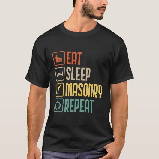 Essen Sleep Mauerwerk Wiederholung Block Mason Bau T-Shirt (Vorderseite)