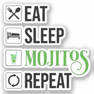 Essen Sleep Mojitos Wiederholung Aufkleber