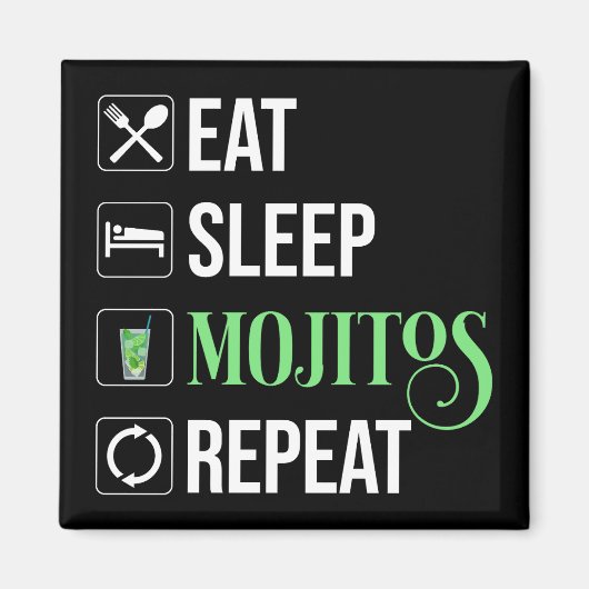 Essen Sleep Mojitos Wiederholung Magnet (Vorne)