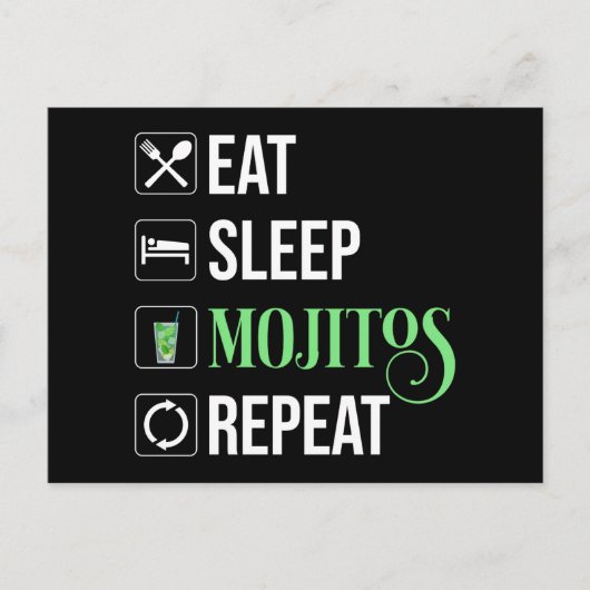 Essen Sleep Mojitos Wiederholung Postkarte (Vorderseite)