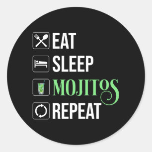 Essen Sleep Mojitos Wiederholung Runder Aufkleber