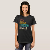 Essen Sleep Musicals Wiederholung Broadway Theater T-Shirt (Vorne ganz)