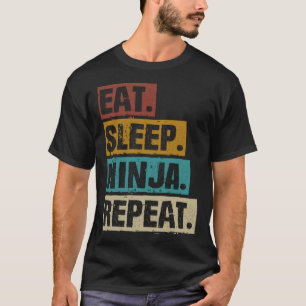 Essen Sleep Ninja Wiederholung Vintag Karate Marti T-Shirt