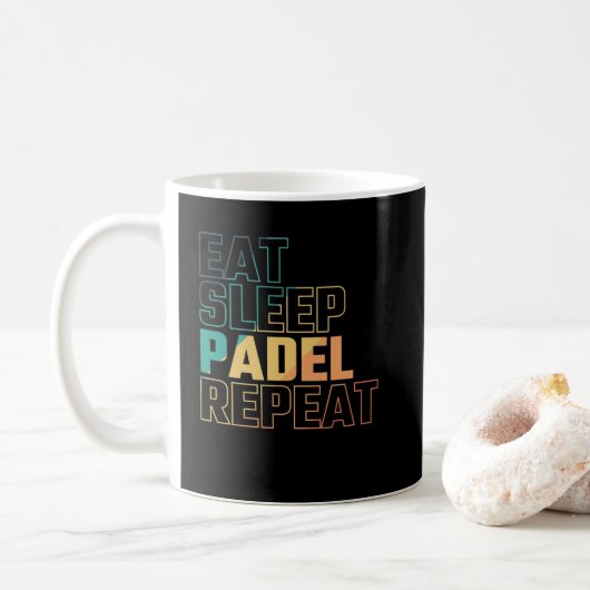 Essen Sleep Padel Wiederholung Kaffeetasse (Mit Donut)