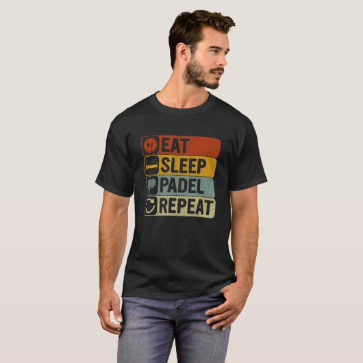 Essen Sleep Padel Wiederholung Retro 60er 70er Pad T-Shirt (Vorne ganz)