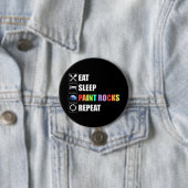 Essen Sleep Paint Rocks Wiederholen Rock Malerei Button (Beispiel)