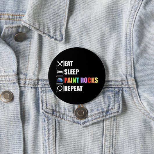 Essen Sleep Paint Rocks Wiederholen Rock Malerei Button (Beispiel)