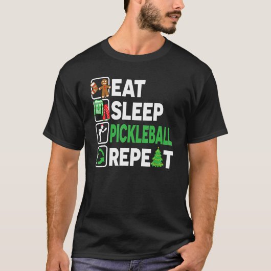 Essen Sleep Pickleball Wiederholen Weihnachten Paj T-Shirt (Vorderseite)