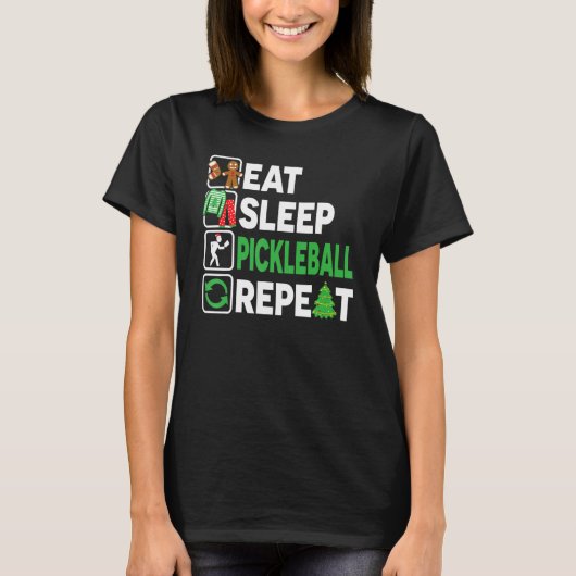 Essen Sleep Pickleball Wiederholen Weihnachten Paj T-Shirt (Vorderseite)