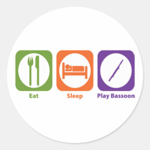 Essen Sleep Play Bassoon Runder Aufkleber