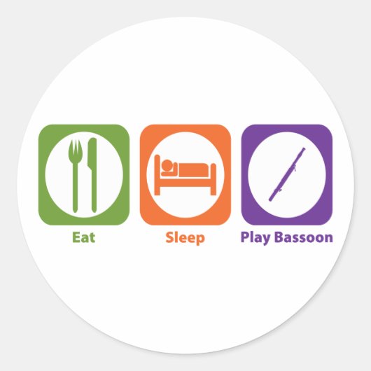 Essen Sleep Play Bassoon Runder Aufkleber (Vorderseite)