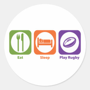 Essen Sleep Play Rugby Runder Aufkleber