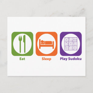 Essen Sleep Play Sudoku Postkarte