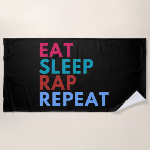 Essen Sleep Rap Wiederholen Black Background Beach Strandtuch