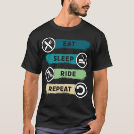 Essen Sleep Ride Wiederholung Motorrad Funny Biker T-Shirt