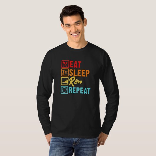 Essen Sleep Row Rudern Paddling Ruderboot Kanufahr T-Shirt (Vorne ganz)