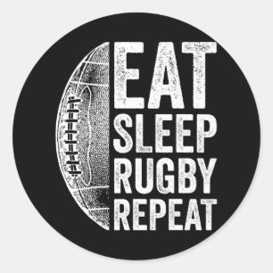 Essen Sleep Rugby Wiederholen Rugby für Männer Runder Aufkleber