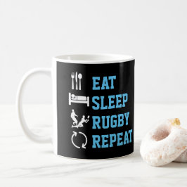 Essen Sleep Rugby Wiederholung Funny Sport Kaffeetasse