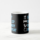 Essen Sleep Rugby Wiederholung Funny Sport Kaffeetasse (Mittel)