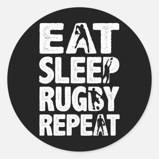 Essen Sleep Rugby Wiederholung Rugby für Men Funny Runder Aufkleber (Vorderseite)