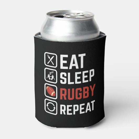 Essen Sleep Rugby Wiederholung Sportgeschenk Dosenkühler (Kanne Vorderseite)