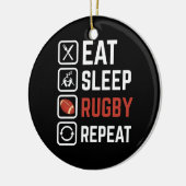 Essen Sleep Rugby Wiederholung Sportgeschenk Keramik Ornament (Links)