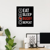 Essen Sleep Rugby Wiederholung Sportgeschenk Poster (Heimbüro)