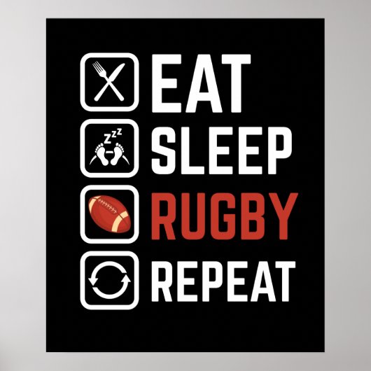 Essen Sleep Rugby Wiederholung Sportgeschenk Poster (Vorne)