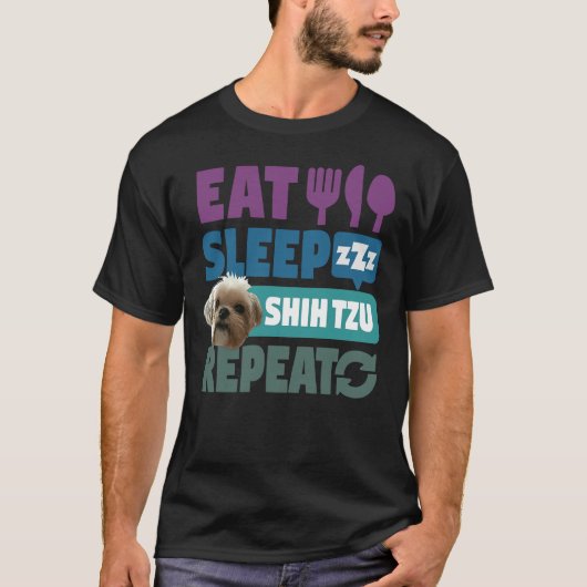 Essen Sleep Shih Tzu Repeat Dog T-Shirt (Vorderseite)