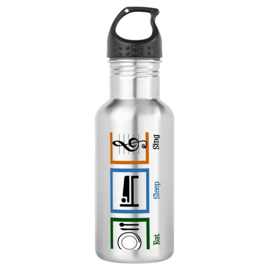 Essen Sleep Sing Edelstahlflasche (Vorderseite)