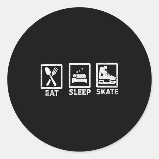 Essen Sleep Skate Wiederholung Ice Skaten Life Min Runder Aufkleber (Vorderseite)
