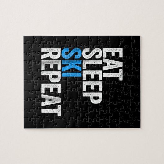 Essen Sleep Ski Wiederholung Skifahren Geschenk Puzzle (Horizontal)