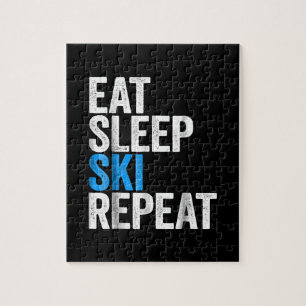 Essen Sleep Ski Wiederholung Skifahren Geschenk Puzzle