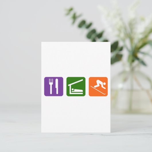 Essen Sleep Skiing Postkarte (Stehend Vorderseite)