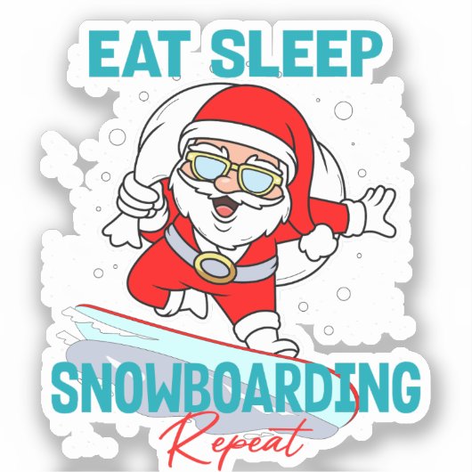 Essen Sleep Snowboarden Wiederholen Weihnachts-Par Aufkleber (Vorderseite)
