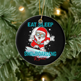 Essen Sleep Snowboarden Wiederholen Weihnachts-Par Keramik Ornament
