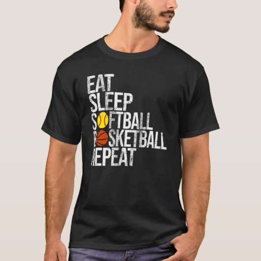 Essen Sleep Softball Basketball Wiederholen Ball G T-Shirt (Vorderseite)