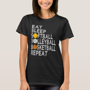 Essen Sleep Softball Volleyball Basketball Boys Mä T-Shirt