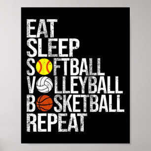 Essen Sleep Softll Volleyll Sketch Wiederholung lu Poster