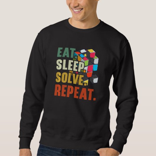 Essen Sleep Solve Wiederholen Math Speed Puzzle Cu Sweatshirt (Vorderseite)